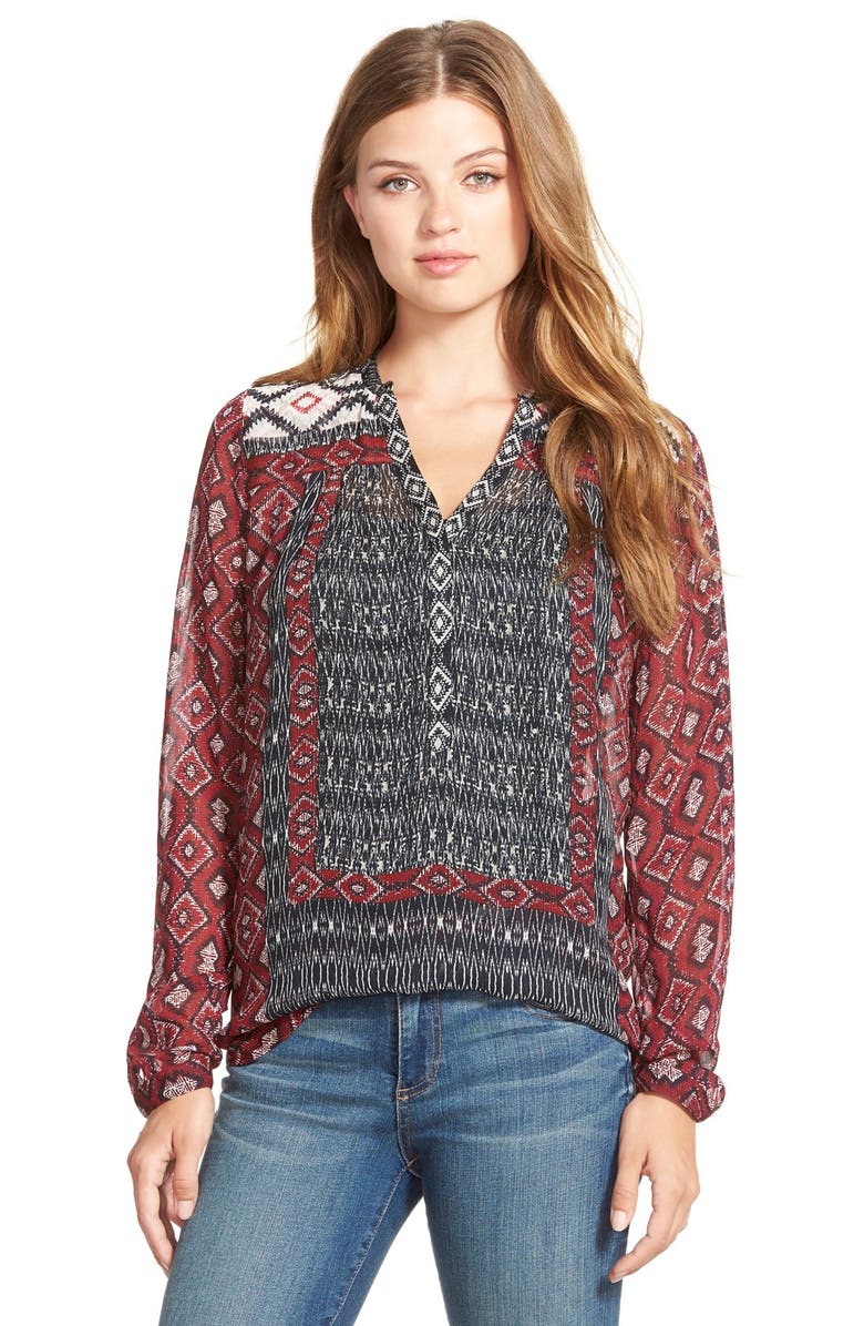 Lucky Brand Border Print Peasant Style Blouse | Nordstrom