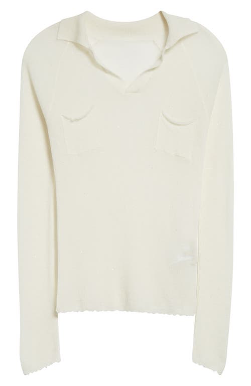 Paloma Wool Salom Rib Long Sleeve Polo In White