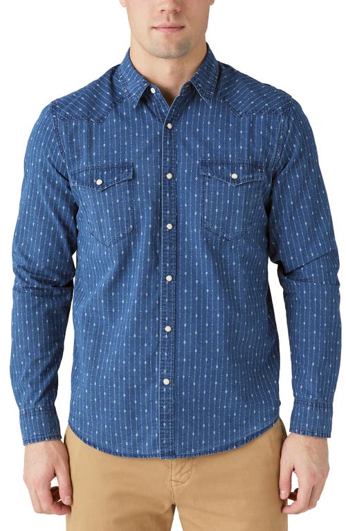 Lucky Brand Stripe Western Snap-Up Shirt Indigo at Nordstrom,