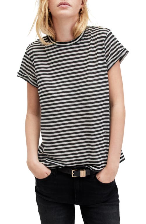 Shop Allsaints Anna Stripe Cotton Blend T-shirt In Chalk/ink