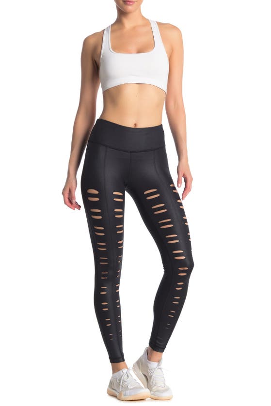 90 Degree By Reflex Missy Front Vent Leggings In Black Cire