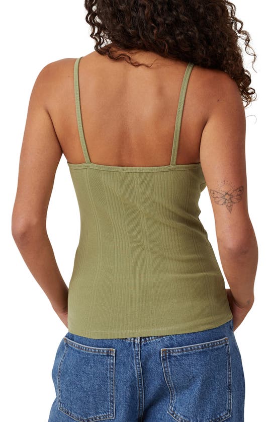 Shop Cotton On The One Variegated Rib Camisole In Cool Khaki