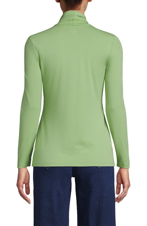 Shop Lands' End Lightweight Jersey Skimming Long Sleeve Turtleneck In Estate Green Heather