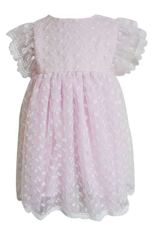 Popatu Floral Embroidered Flutter Sleeve Party Dress Pink at Nordstrom,