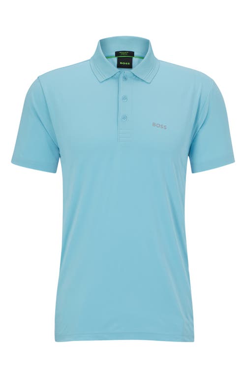 BOSS Paddytech Regular Fit Stretch Polo Light Blue at Nordstrom,