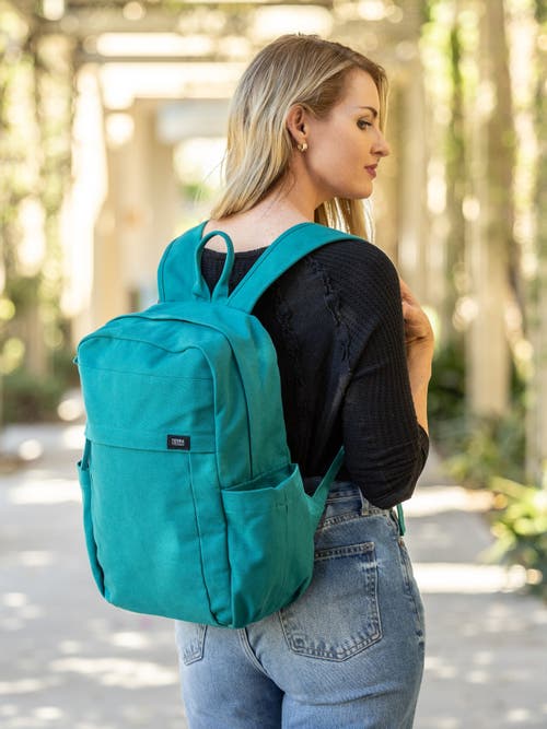 Shop Terra Thread Organic Cotton Backpack In Deep Sea Teal