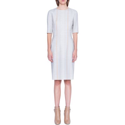 Akris Tweed Print Wool Blend Sheath Dress, Blue