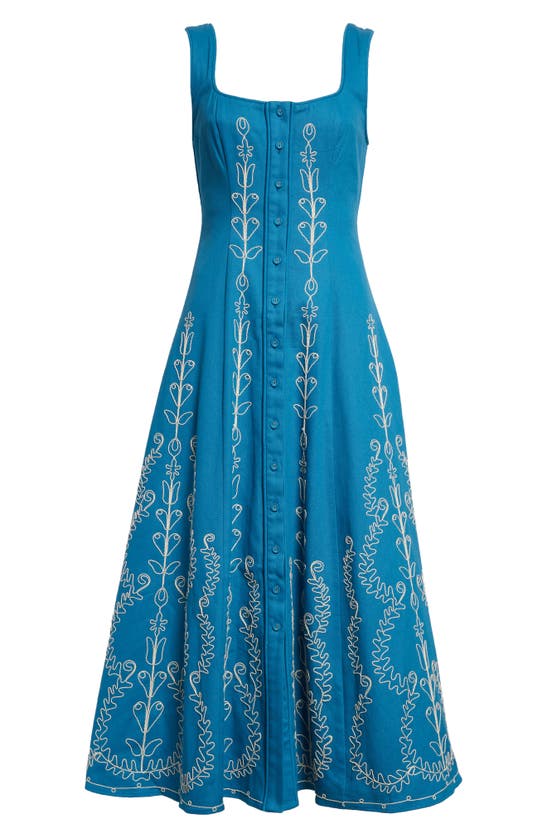 Shop Alemais Donovan Corded Floral Organic Cotton Dress In Sapphire