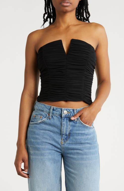Shop Lulus Iconic Energy Ruched Mesh Tube Top In Black/black