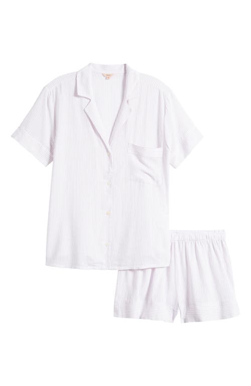 Shop Eberjey Nautico Stripe Short Sleeve Shirt & Shorts Pajamas In White/lavender