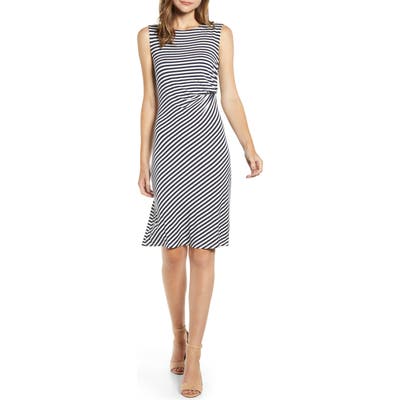 Bobeau Side Drape Knit Dress, Blue