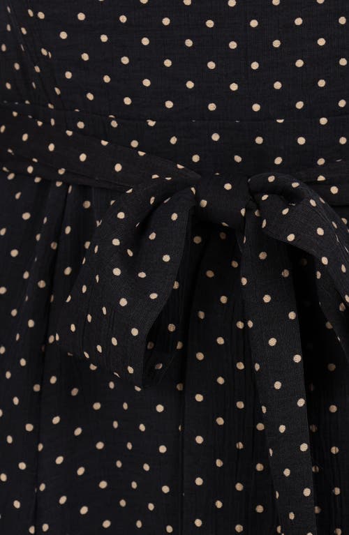 Petal And Pup Petal & Pup Ettie Polka Dot Long Sleeve Midi Dress In Black