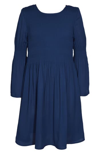 Iris & Ivy Kids' Long Sleeve Crepe Chiffon Dress In Blue