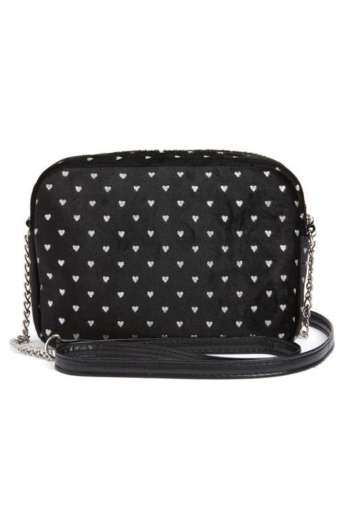Capelli New York Kids' Velvet Glitter Heart Bag In Black Combo