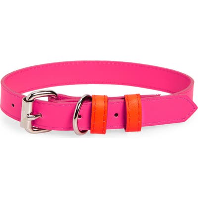 Ware Of The Dog Two-Tone Leather Dog Collar, Pink