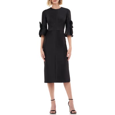 Kay Unger Bow Sleeve Stretch Mikado Dress