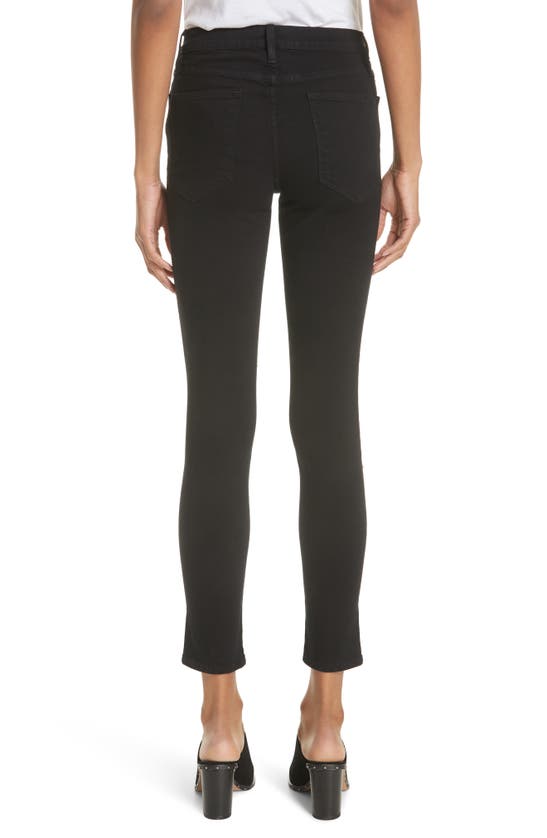 Frame Le High Split Hem Skinny Jeans In Film Noir
