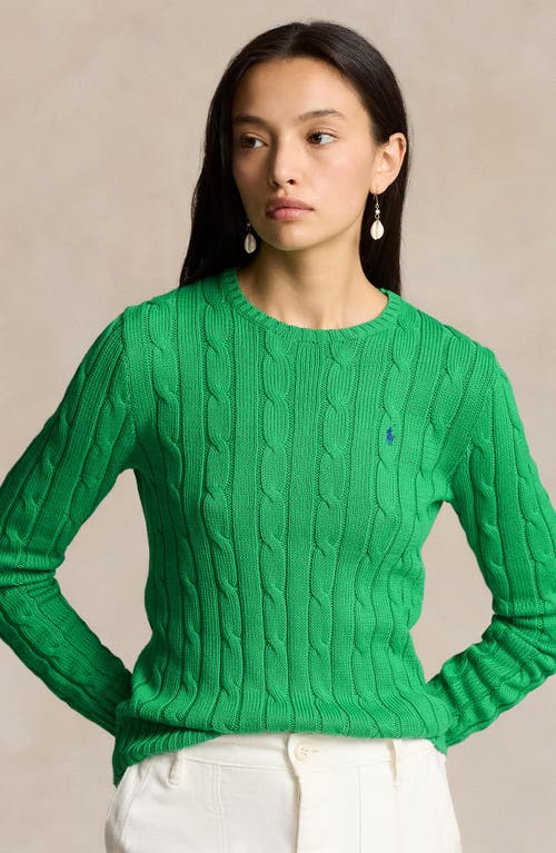 Shop Polo Ralph Lauren Julianna Cotton Cable Sweater In Preppy Green