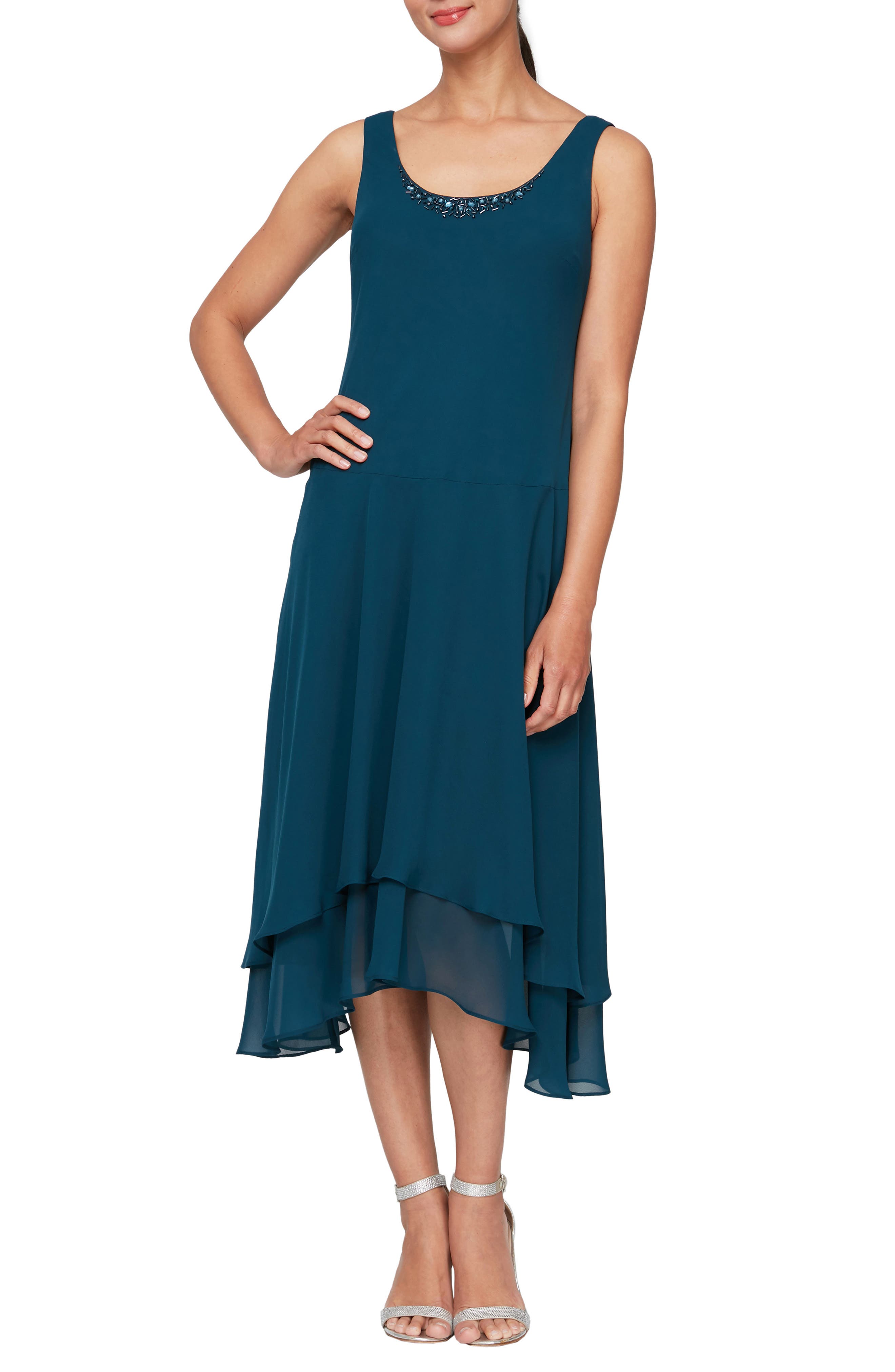 SL FASHIONS Sequin Beaded Dress & Jacket Set Nordstrom