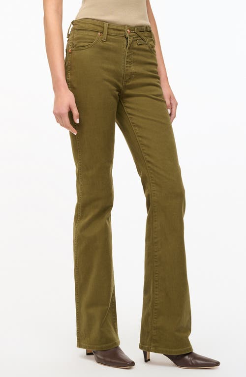 Shop Staud + Wrangler The Must Flare Leg Jeans In Sergeant Green