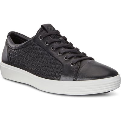 Ecco Soft 7 Plaited Lace-Up Sneaker, Black