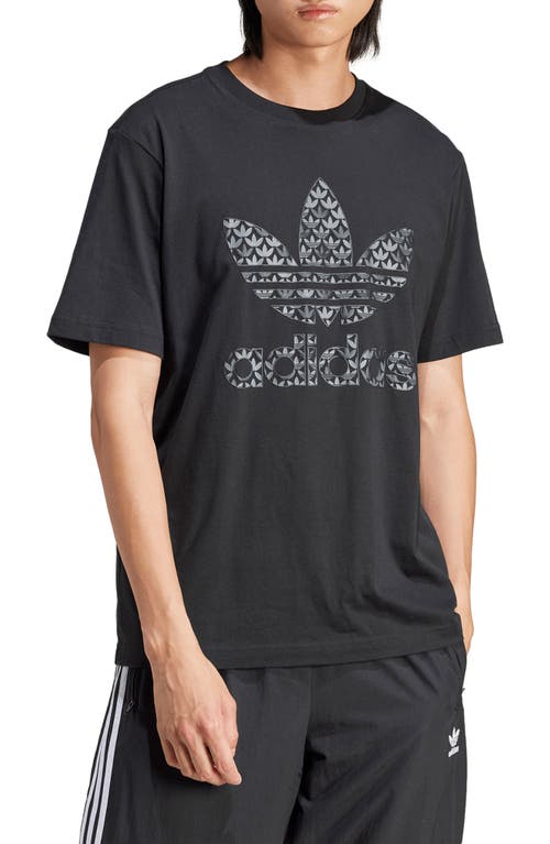 Mono Trefoil Logo Graphic T-Shirt in Black/Grey Five