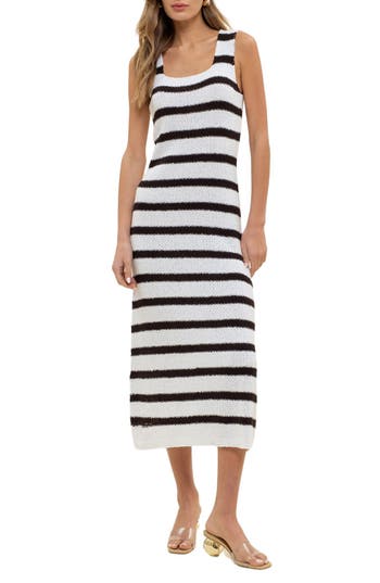 Blu Pepper Stripe Knit Midi Dress In Multi