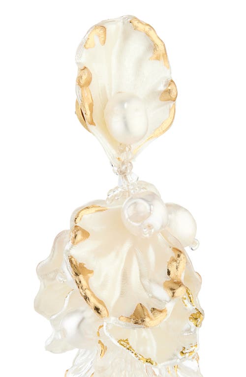 Oscar De La Renta Mixed Petals Drop Earrings In Ivory