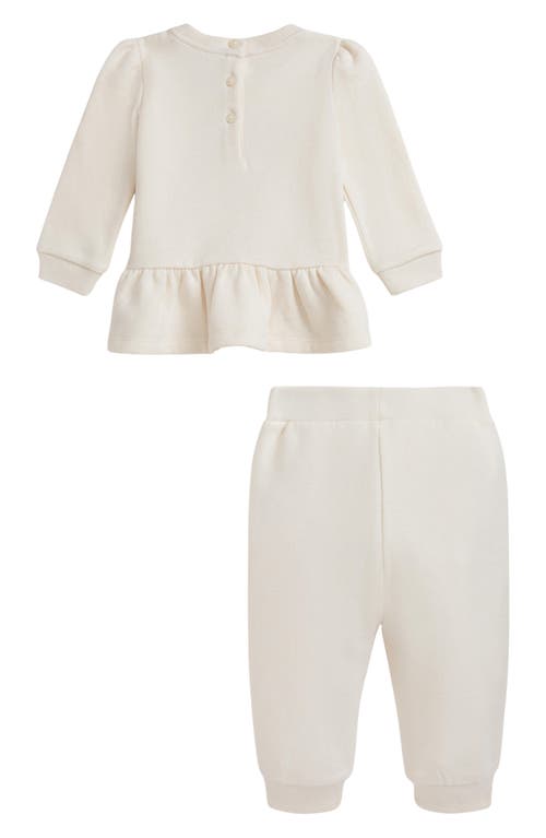 Shop Ralph Lauren Floral Print Peplum Sweatshirt & Joggers Set In Estate Cream