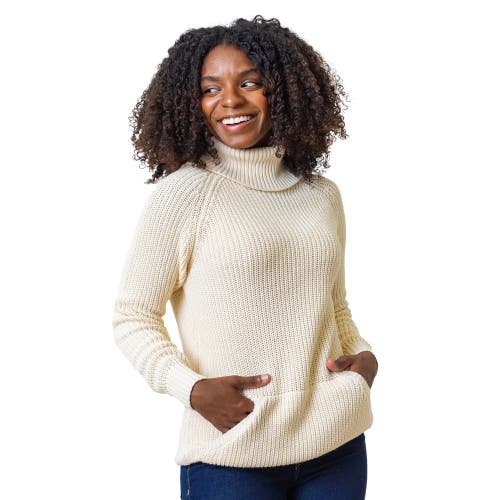 Hope & Henry Organic Turtleneck Raglan Kanga Sweater In Ivory Turtleneck Kanga