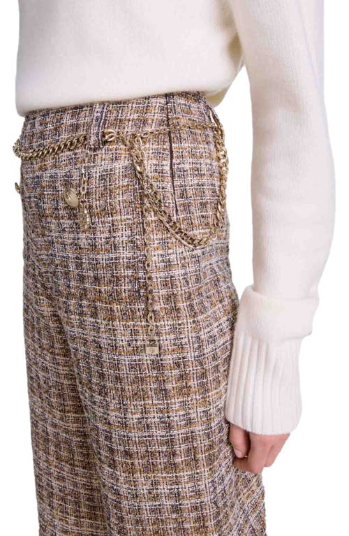 Shop Maje Tweed Trousers In Brown