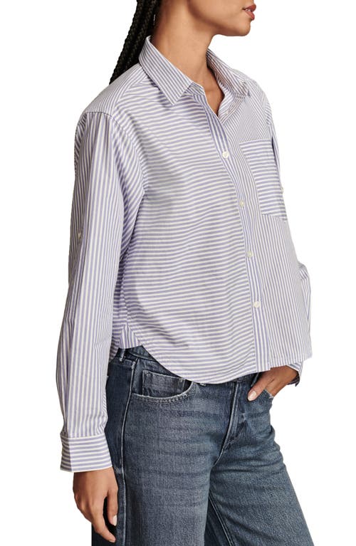 Lucky Brand Stripe Cotton Crop Button-up Shirt In Blue Stripe