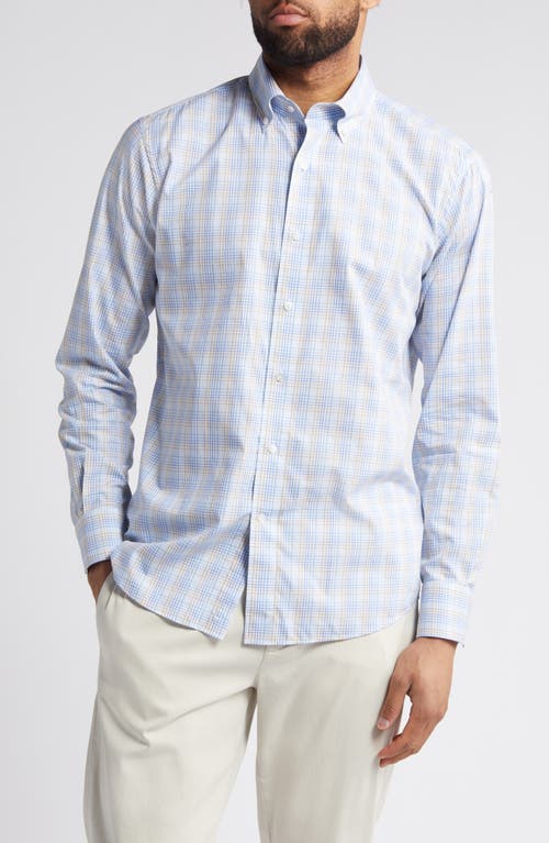 Crown Crafted Plaid Flex Finish Cotton Button-Down Shirt in Blue Frost