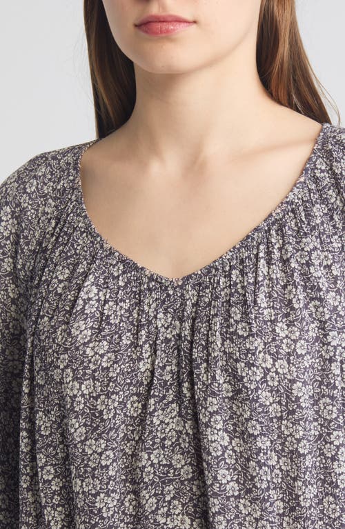 Faherty Amira Floral Print Top In Navy Ditsy