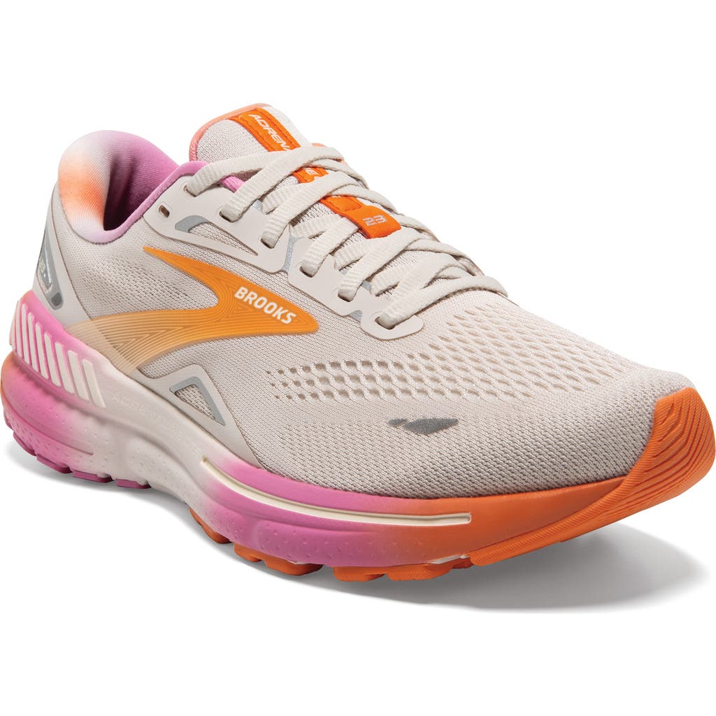 Brooks Adrenaline Gts 23 Sneaker In White Sand/sunset/fuchsia