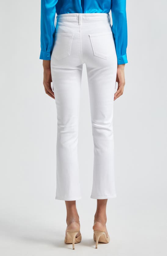 Shop L Agence Tati High Waist Ankle Micro Bootcut Jeans In Blanc Coated