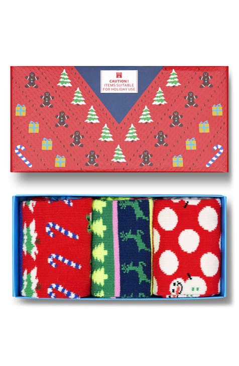Kids' Assorted 3-Pack Holiday Crew Socks Gift Box (Little Kid)
