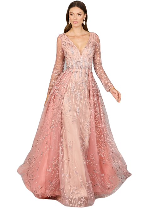 Lara New York Elegant Overskirt Dress With Long Sleeves In Blush