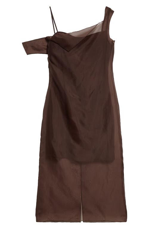 Roxanna One-Shoulder Silk Dress in Cocoa