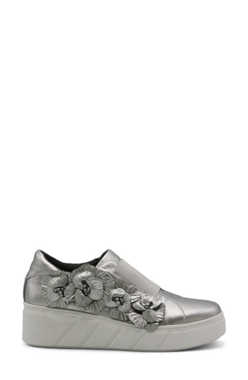 Charles David Rachelle Floral Embellished Wedge Sneaker In Silver