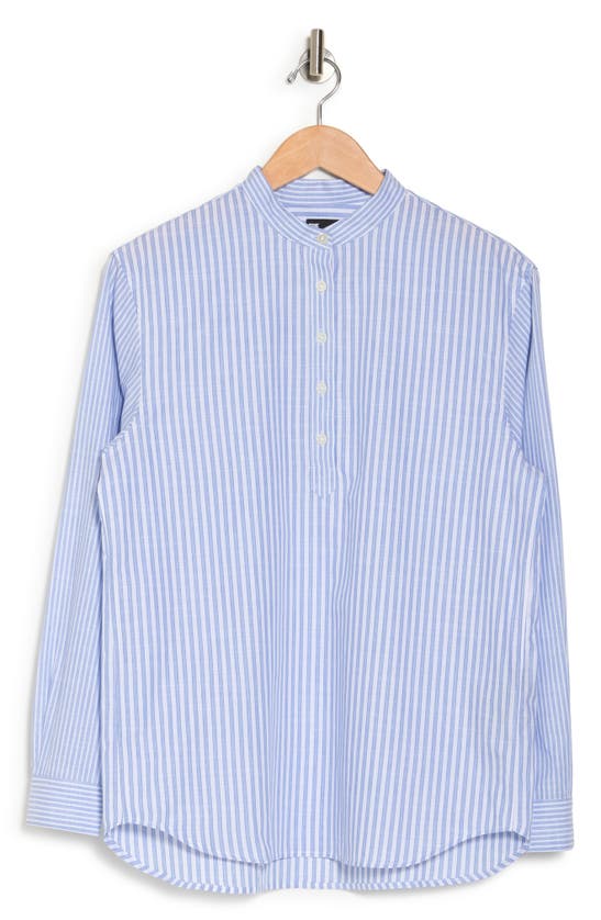 Shop The Kooples Stripe Long Sleeve Cotton Button-up Shirt In Blue White