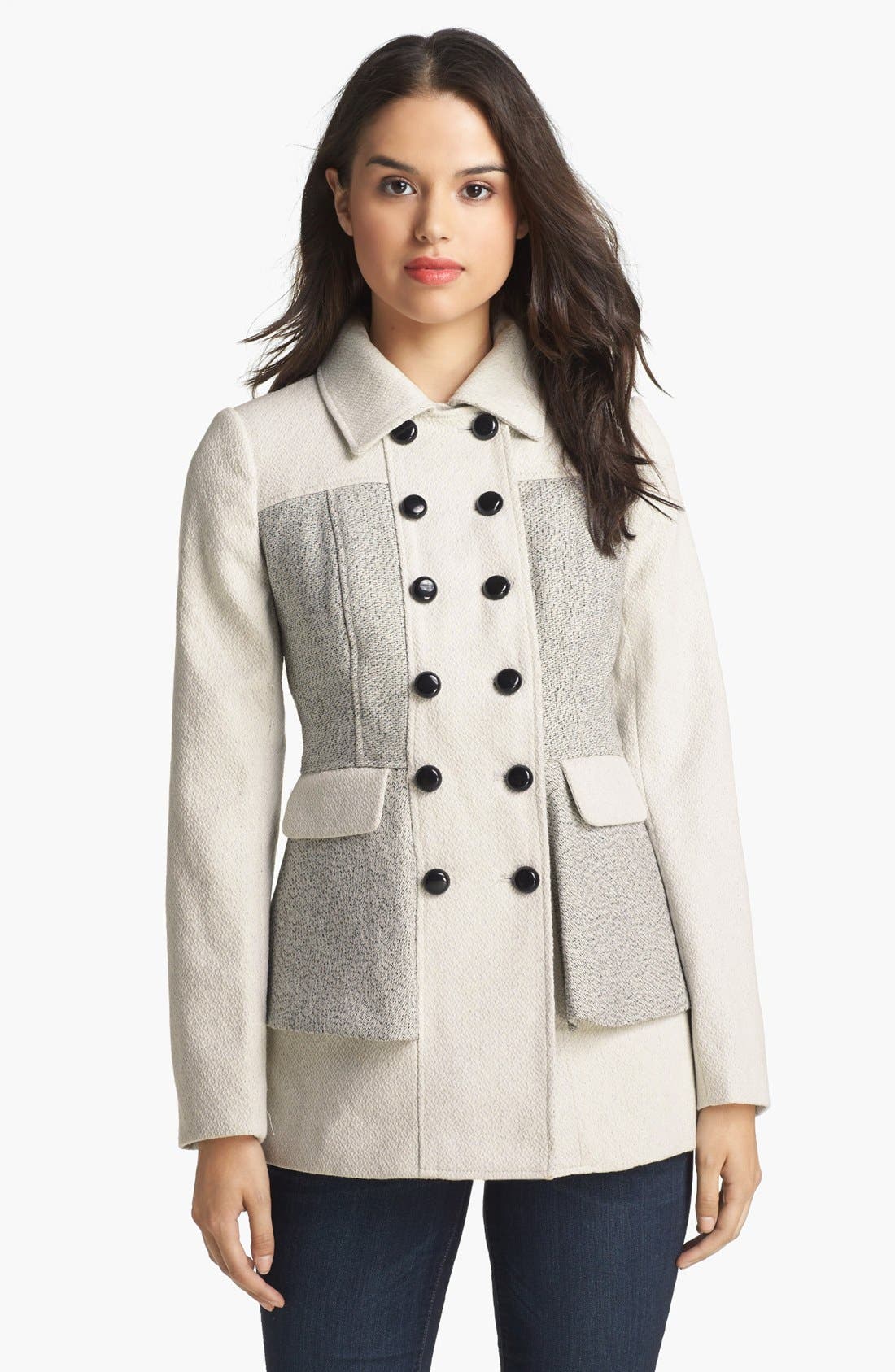 kensie Double Breasted Peplum Coat Nordstrom