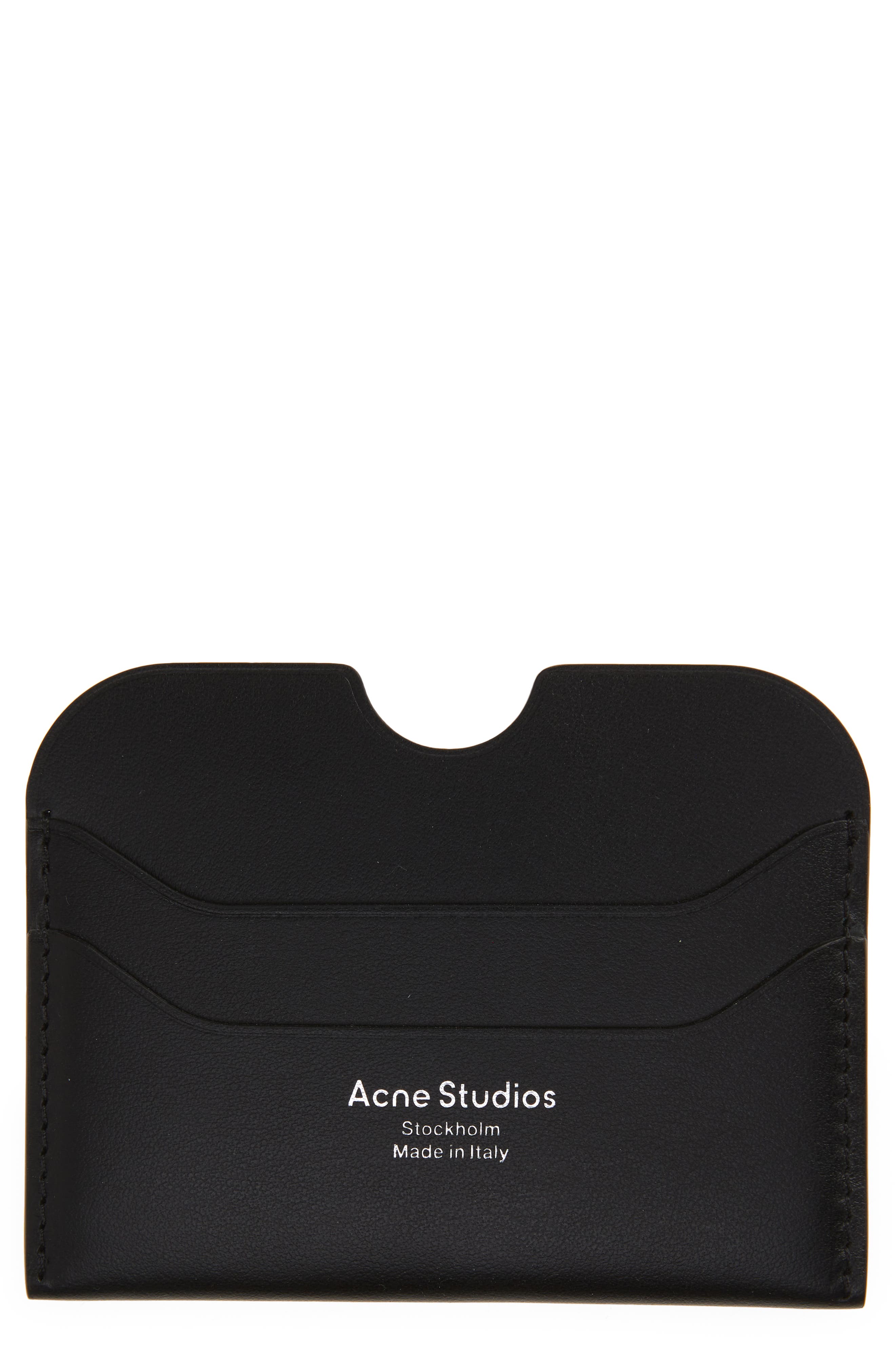 Acne Studios Logo Leather Card Case in Black at Nordstrom