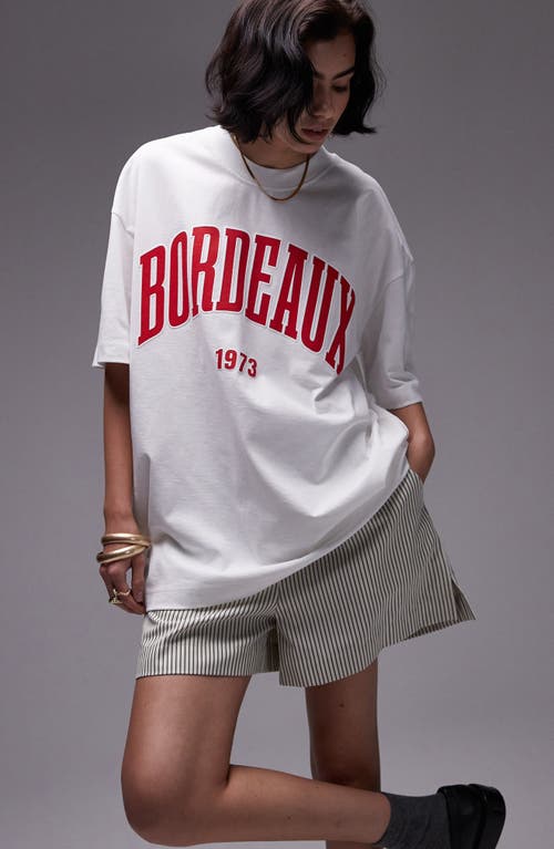 Topshop Bordeaux Oversize Graphic T-Shirt White at Nordstrom,