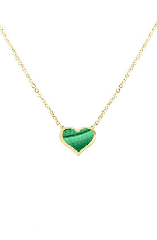 House Of Frosted Heart Pendant Necklace In Gold/ Malachite