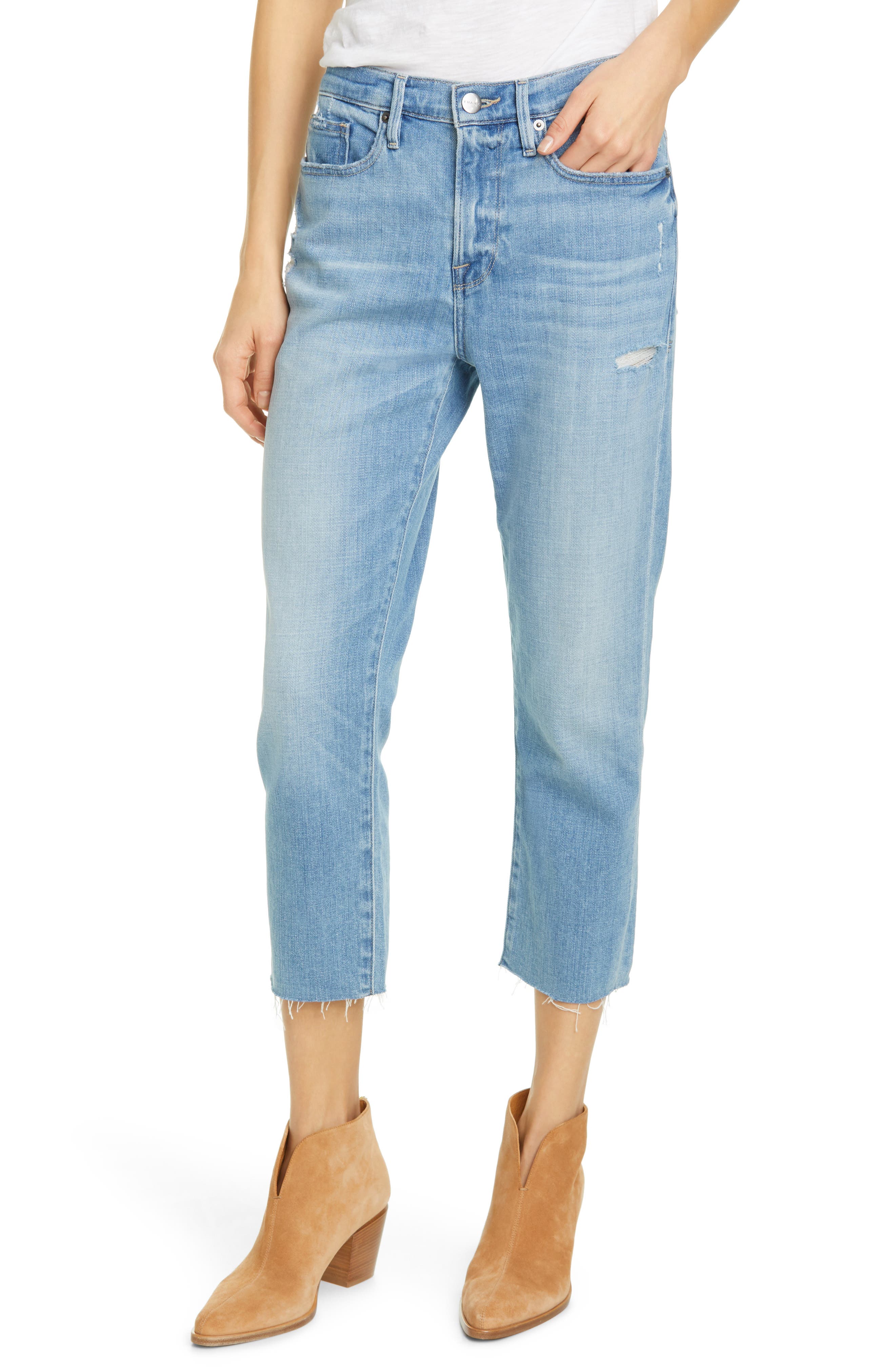 straight leg cropped jeans