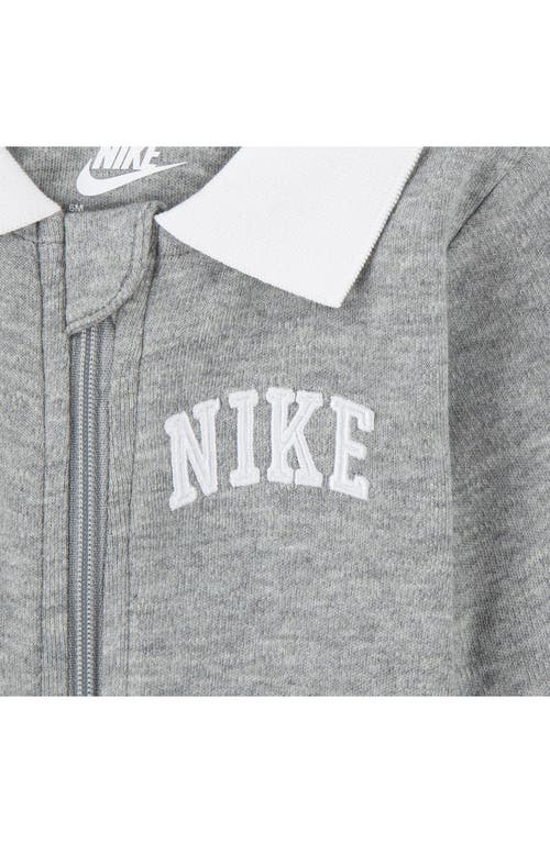 Shop Nike Sportswear Polo Cotton Romper In Dark Grey Heather