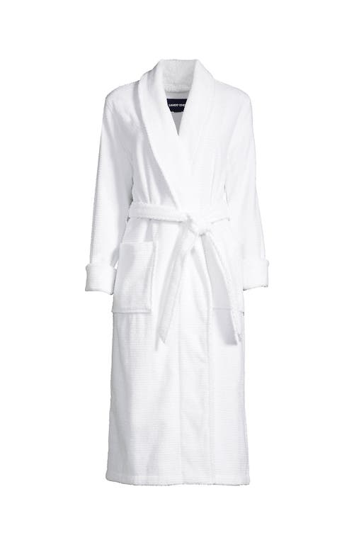 Shop Lands' End Plus Size Cotton Terry Long Spa Bath Robe In White