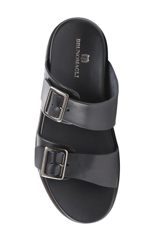 Bruno Magli Men's Erasmo Double Buckle Leather Sandals In Black Leather