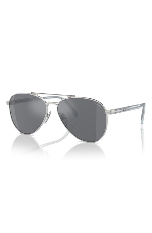 Prada 58mm Pilot Sunglasses In Silver